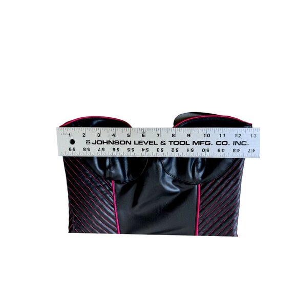 Zara Black Faux Leather Strapless Mini Dress With Pink Piping Size M New - Picture 5 of 9